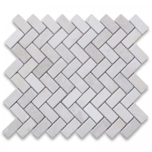Piastrelle a mosaico a spina di pesce color crema marfil